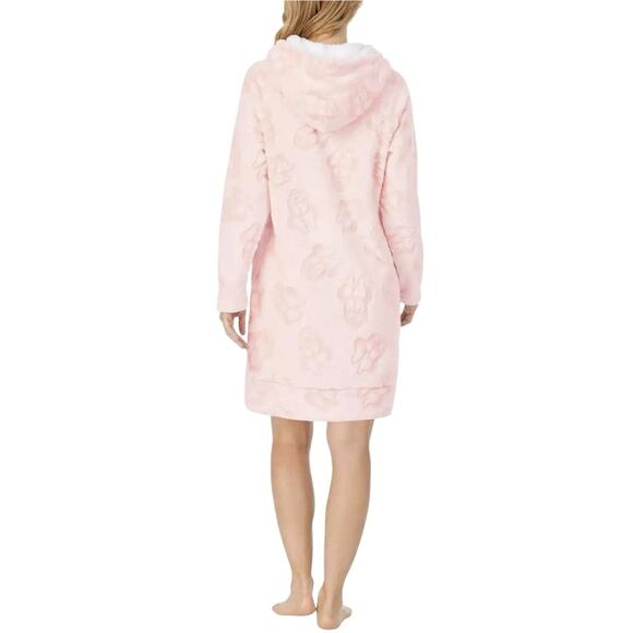 Disney Minnie Mouse Soft Pink Fleece Lounger Sherpa Hood Size Large - Picture 3 of 10